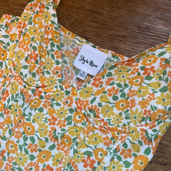 Yellow Floral Mini Dress - Picture 4 of 4